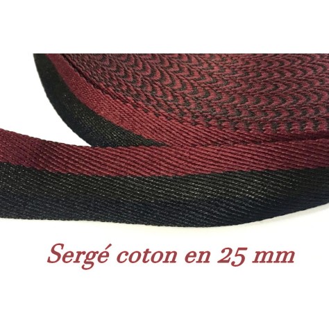 Ruban Sergé Coton bi-couleur En 25 mm A Coudre Pour Loisirs Créatifs Et Décorations.