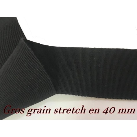 Ruban Gros Grain Lycra noir Uni En 40 mm  A Coudre Pour Loisirs Créatifs Et Décorations.