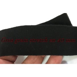 Ruban Gros Grain Lycra noir Uni En 40 mm  A Coudre Pour Loisirs Créatifs Et Décorations.