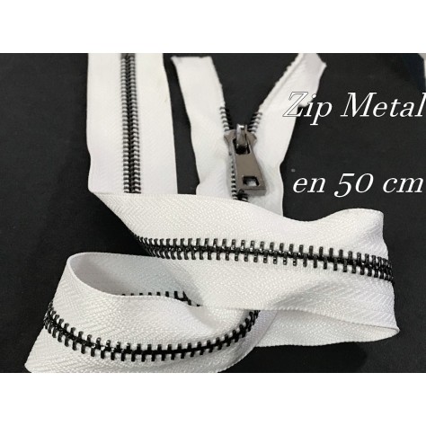 Zip Metal Fermeture A Glissière Métal Maille Bronze En 50 Cm Blanche Ouvrable