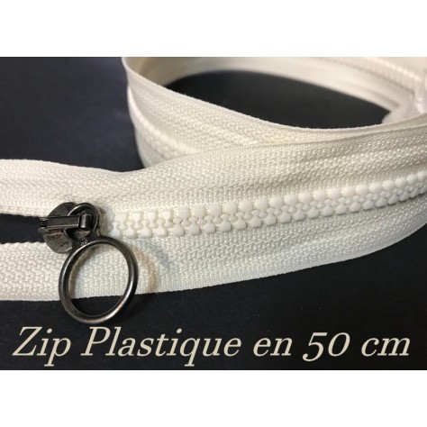 Zip Fermeture en maille Plastique injectée En 50 Cm Ecru Non-Ouvrables : Style et Fonctionnalité pour Vos Créations Couture