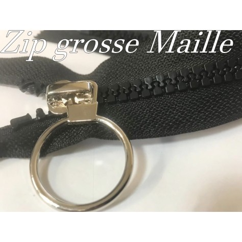 Fermeture Éclair en Grosse Maille de 8 mm Élégante en 20 cm, avec Ruban Tissu Noir et Curseur en Métal argenté-