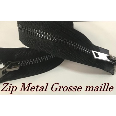 Fermeture à Grosse maille de 8 mm en 40 cm de longueur, avec Ruban Tissu Noir et Curseur en Métal noir : Élégance et Fiabilité