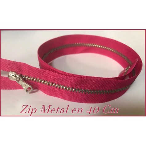 Zip Métal élégante Fermeture A Glissière Métal Maille Fine argenté En 40 Cm Fuschia Ajoutez une touche à vos créations."