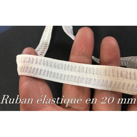 Ruban Elastique En 20 mm Fripée écru, pour lingerie : L'Élégance pour Votre Lingerie.