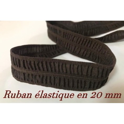 Ruban Elastique En 20 mm Fripée Marron , pour lingerie : L'Élégance pour Votre Lingerie.