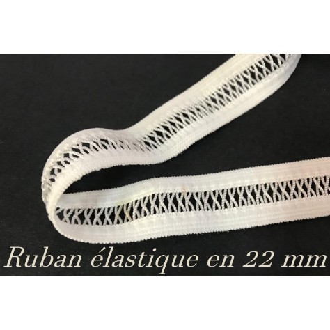 Ruban Elastique En 22 mm ivoire en entre deux ajouré, pour lingerie :  L'Élégance Suprême pour Votre Lingerie.