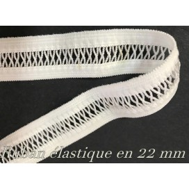 Ruban Elastique En 22 mm ivoire en entre deux ajouré, pour lingerie :  L'Élégance Suprême pour Votre Lingerie.