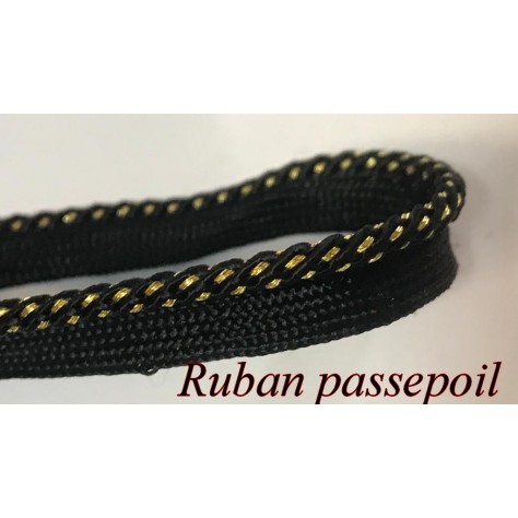 Passepoil Noir Et Doré en 10 mm avec Bourrelet de 3 mm : Une Touche d'Élégance pour Vos Créations"