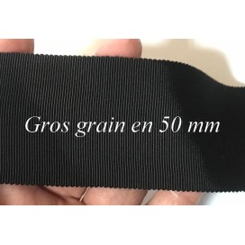 Ruban Gros Grain en 50 mm Noir Uni A Coudre :  Élégance et Créativité au Mètre