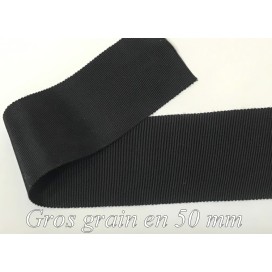 Ruban Gros Grain en 50 mm Noir Uni A Coudre :  Élégance et Créativité au Mètre