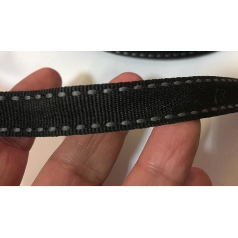 Ruban Gros Grain En 10 mm Noir A point Cellier gris A Coudre : Idéal pour Vos Loisirs Créatifs et Décorations"