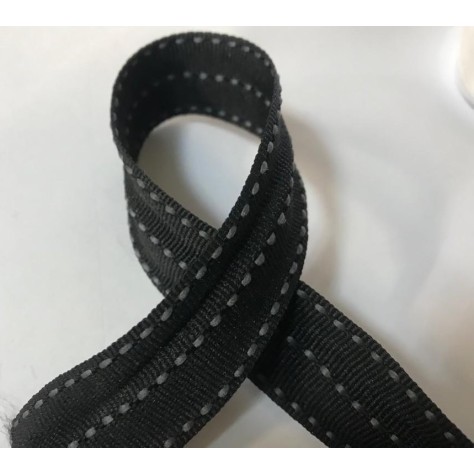 Ruban Gros Grain En 25 mm Noir A Double point Cellier gris A Coudre : Idéal pour Vos Loisirs Créatifs et Décorations"