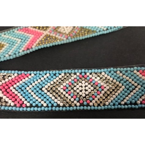 Ruban Strass et Perles Turquoise Au Mètre : L'Élégance à l'État Pur