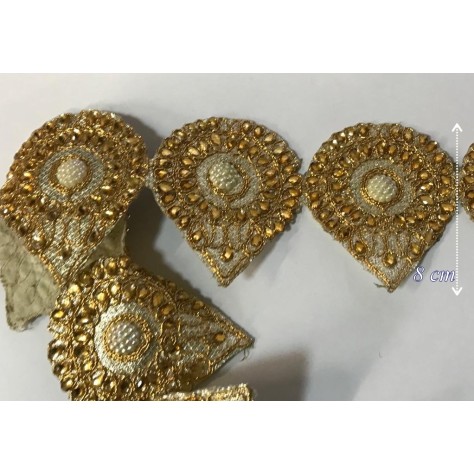 Ruban Brodé Doré OR orné de strass et de perles Pour Décorations Caftans Et Customisations.