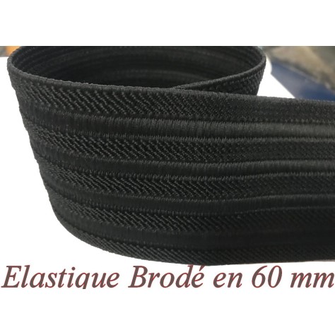 Élastique Brodé Noir en 60 mm pour des créations remarquables