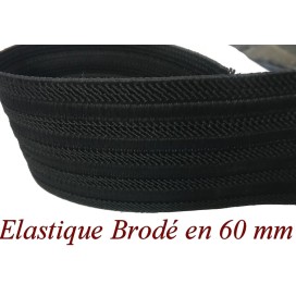 Élastique Brodé Noir en 60 mm pour des créations remarquables