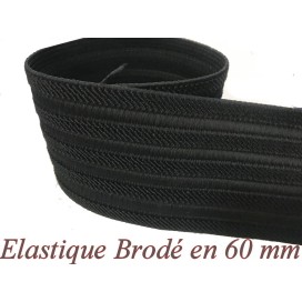 Élastique Brodé Noir en 60 mm pour des créations remarquables