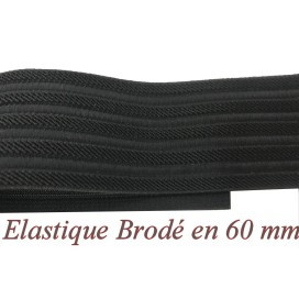 Élastique Brodé Noir en 60 mm pour des créations remarquables
