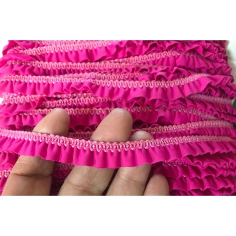 Ruban FrouFrou Fuschia lycra stretch au Mètre : pour lingerie et maillots de bains
