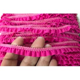 Ruban FrouFrou Rose lycra stretch au Mètre : pour lingerie et maillots de bains