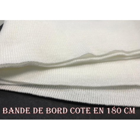Bande De Bord-Cote En Tissu Jersey Blanc en 180 cm, Idéal Pour Poignée Manche et Bas de Blousons.