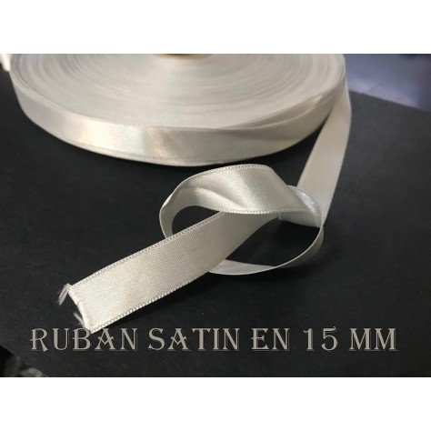Ruban Satin Ecru En 15 mm / 1,5 Cm Au Mètre Pour Décorations Et Loisirs Créatifs