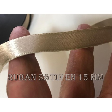 Ruban Satin Beige En 15 mm / 1,5 Cm Au Mètre Pour Décorations Et Loisirs Créatifs