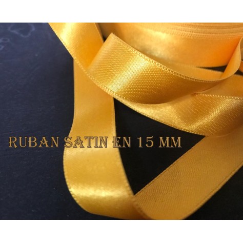 Ruban Satin Moutarde En 15 mm / 1,5 Cm Au Mètre Pour Décorations Et Loisirs Créatifs
