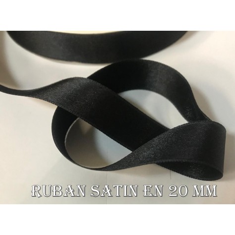 Ruban Satin Noir en 20 mm Au Mètre Double Face A Coudre Pour La Décoration Et Loisirs Créatifs