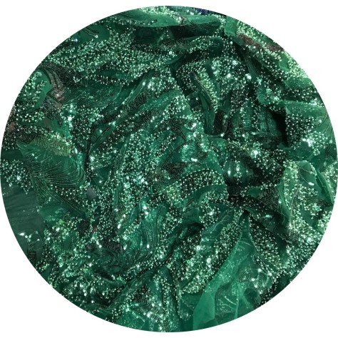 Dentelle Perlée Kaki Au Mètre Couture en Grande Largeur.