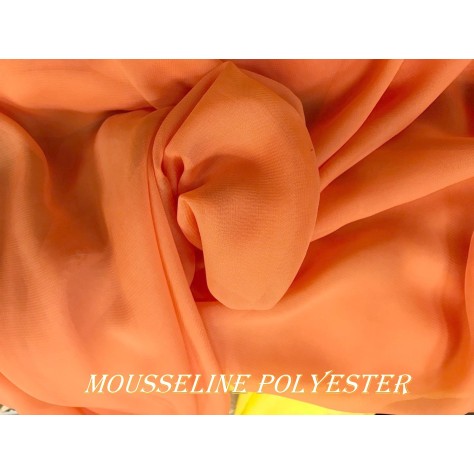Tissu Mousseline Polyester Orange Au Mètre A Coudre.