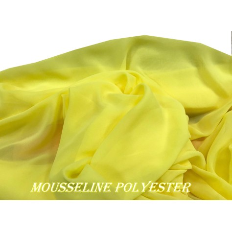 Tissu Mousseline Polyester Jaune Au Mètre A Coudre.