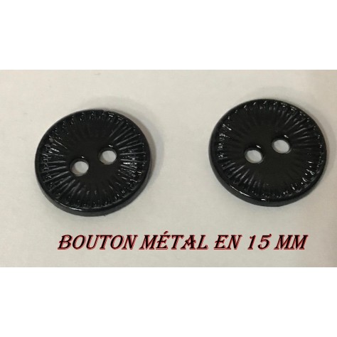 Bouton Mètal Noir couture en 15 mm