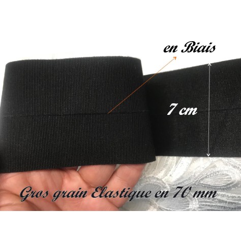 Gros Grain Stretch- Elastique en 50 mm Noir Uni A Coudre :  Élégance et Créativité au Mètre