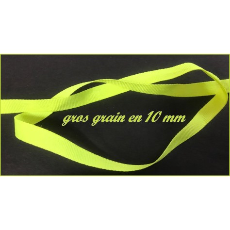 Ruban Gros Grain Jaune fluo en 10 mm Au mètre A Coudre Pour Loisirs Créatifs Et Décorations.