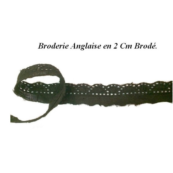 Broderie Anglaise au Mètre Noir en 2 cm