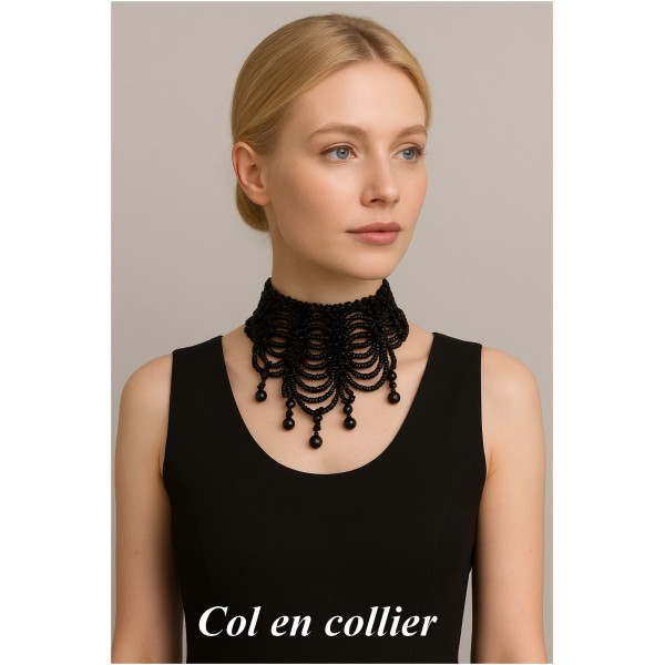 Collier En Perles Noir.