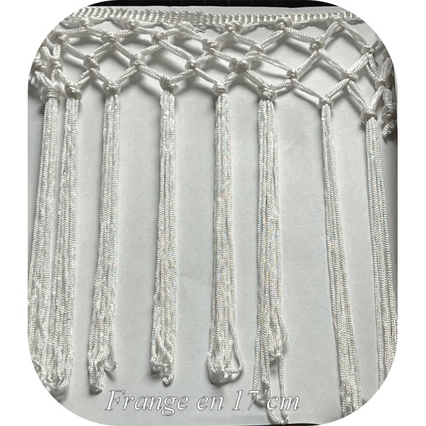 Frange Rayonne Blanche 17cm - Macramé Losange Premium