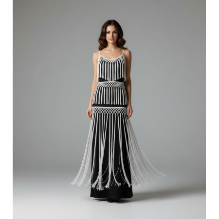 Frange Rayonne Blanche 17cm - Macramé Losange Premium