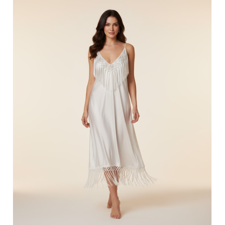 Frange Rayonne Blanche 17cm - Macramé Losange Premium