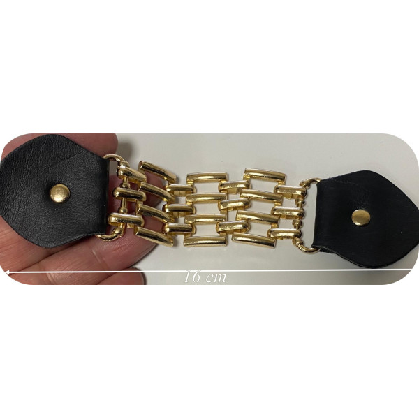 Pattes d'Attache Simili Cuir Noir 17 cm avec Chaîne Dorée