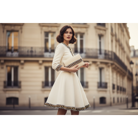 Galon Style Chanel - Noir, Blanc & Chaîne Dorée - Mercerie Galon de Luxe