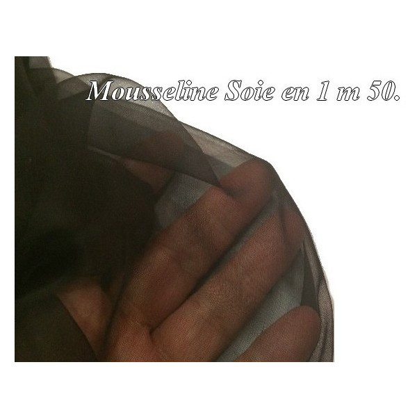 Tissu Mousseline de Soie Noir Au Mètre.
