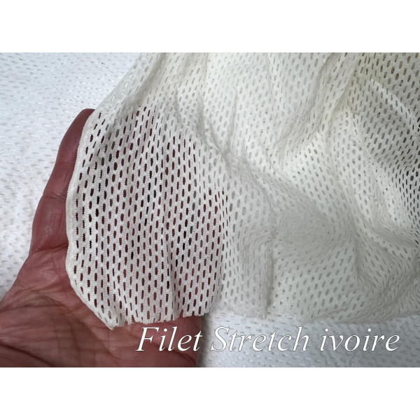 Tissu Filet Ivoire strtech Lycra au Mètre Couture