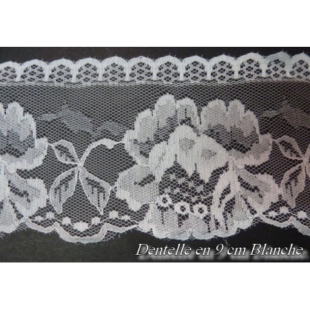 Dentelle En 9 Cm Blanche Sur Résille A Coudre Pour Robe De Mariage, Loisirs Créatifs.