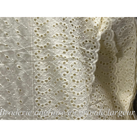 Broderie Anglaise jaune En Tissu  Ajourée En Coton  Au Mètre En Grande Largeur