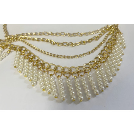 Collier / Épaulette Bijou Doré à Perles – Fermeture par Chaîne 20 cm