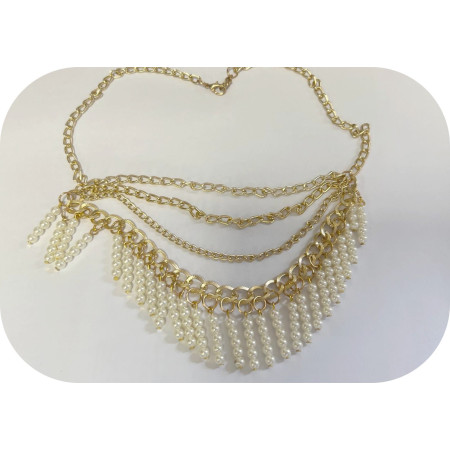 Collier / Épaulette Bijou Doré à Perles – Fermeture par Chaîne 20 cm