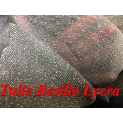 Tulle Résille lycra Gris Avec Paillete Argenté En 1 mètre 80 De Largeur  Pour Justaucorps Et Lingerie.
